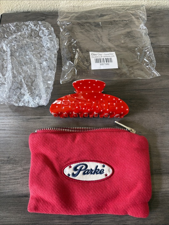 Parke Accessories - PARKE NWT Authentic Sparkler Red With White Stars Hair Claw Clip Coastal’26